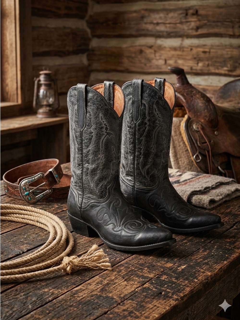 JB Dillon Black Goatskin Leather Cowboy Western Boots Mens Size 12 D